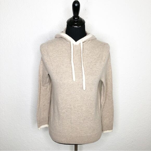 Summersalt tan cream trim hooded merino wool cashmere sweater Extra Small XS - Picture 1 of 14